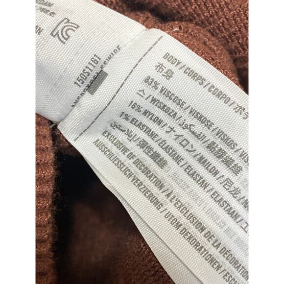 Abercrombie & Fitch Brown Long Sleeve Ribbed Knit Square Neck Sweater Top Size L - Picture 4 of 4